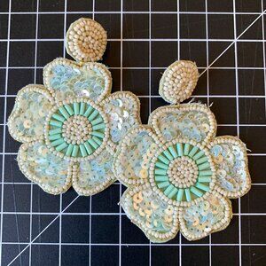 Large Sequin and Bead Handmade Earrings